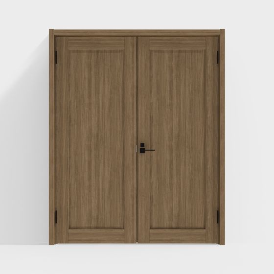 Stylish Double Leaf Wooden Door 3D model for Contemporary Spaces