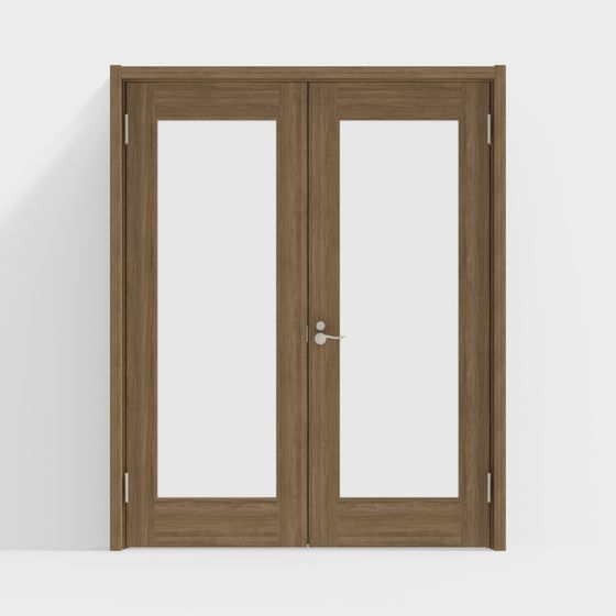Double Glass Wooden Door 3D model