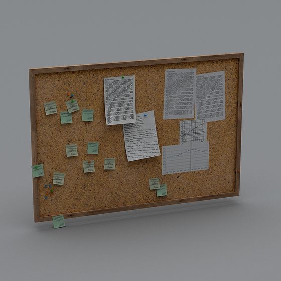 Pin-Board Low Poly High Detail 3D Model