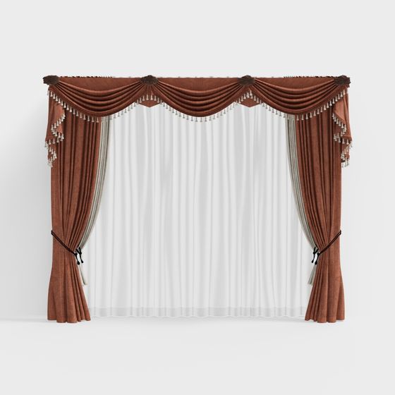 Elegantly Styled Low-Poly Curtain 3D Model