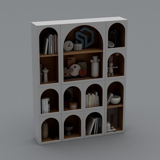 Stylish Low-Poly Bookshelf 3D model