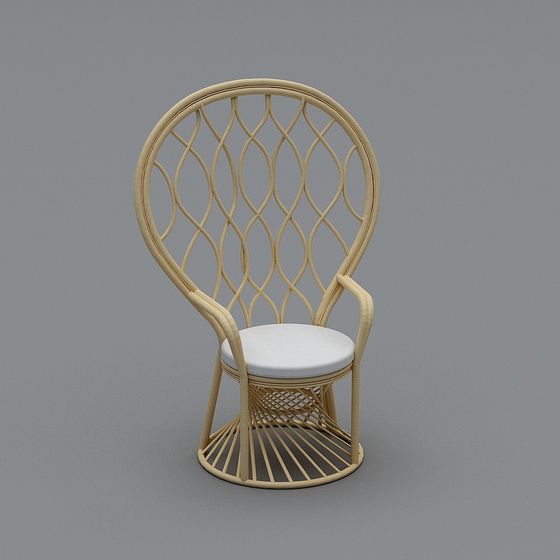 Elegant Rattan Chair 3D model