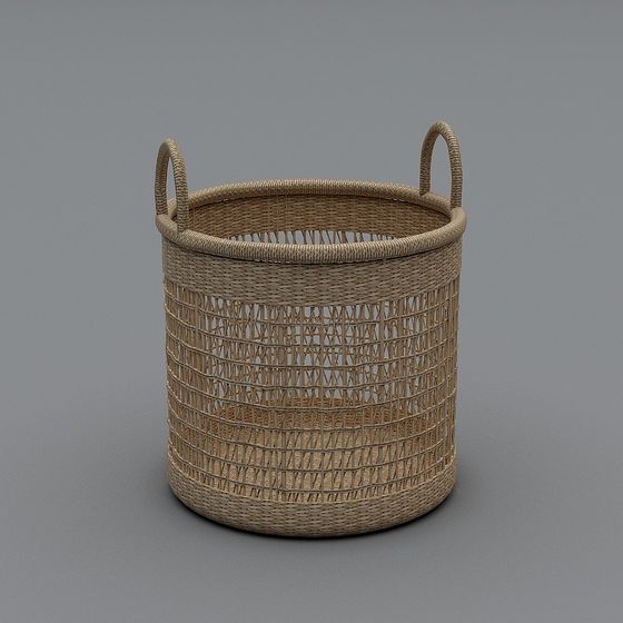 Rustic Woven Basket 3D model