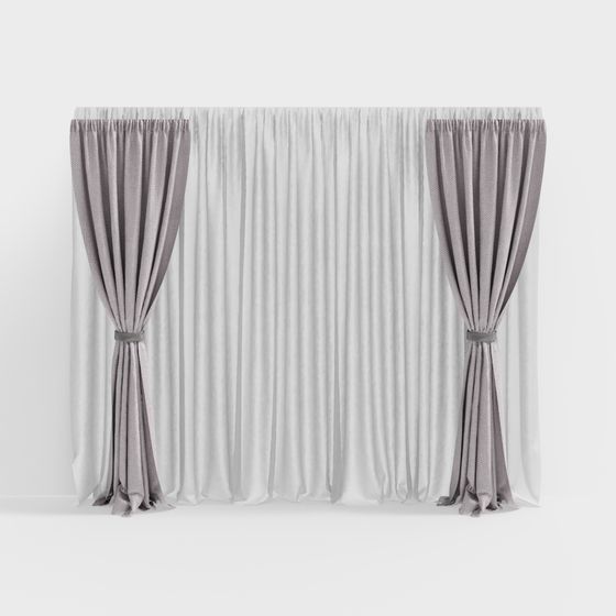 Elegant Gray Curtain 3D model for Creative Projects