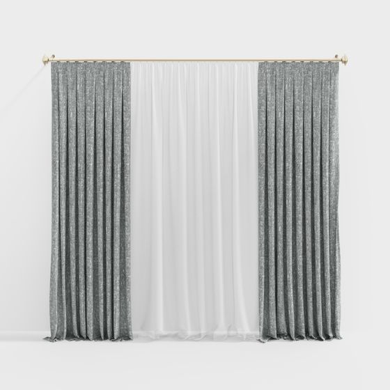 Elegant Low-Poly Curtain 3D model