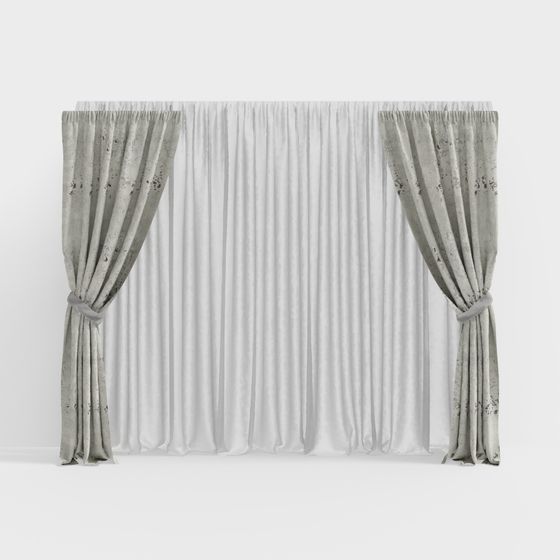 Stylish Gray 3D Curtain Model for Diverse Applications