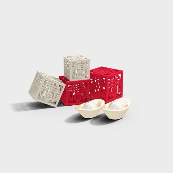 Wealth Cage 3D model - Oriental Aesthetic Design