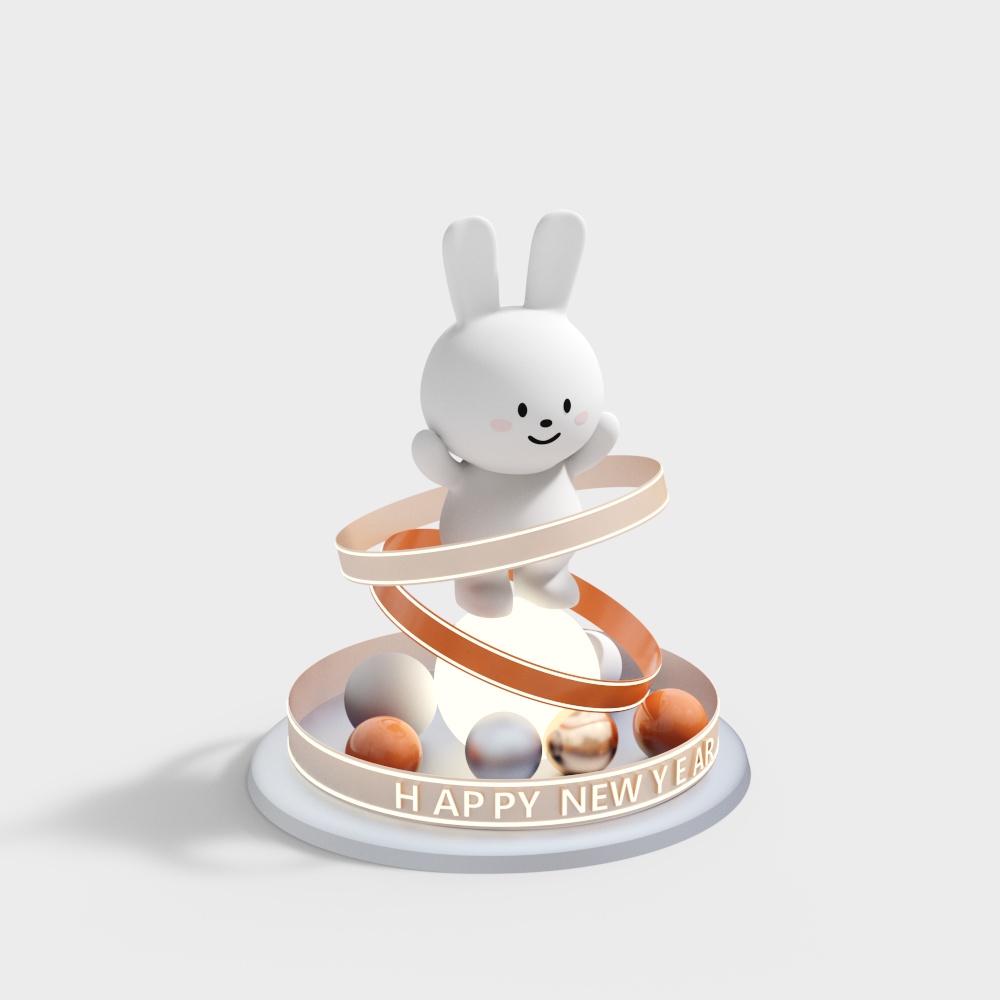 Charming Low-Poly Bunny 3D Model for New Year Celebrations