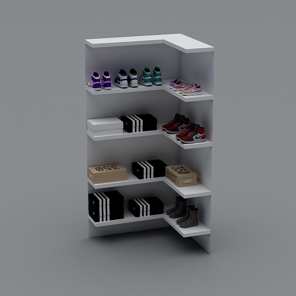 Stylish Low-Poly Shoe Rack 3D Model