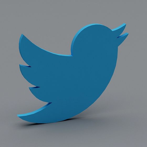 Vibrant Twitter Logo 3D Model Design