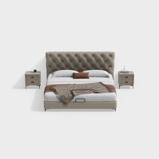Stylish Low-Poly Bed 3D Model for Contemporary Design