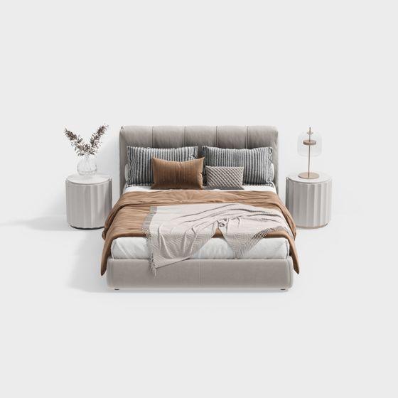 Elegant Low-Poly Bed 3D model for Modern Interiors