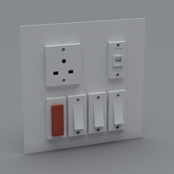 Minimalist Switch Socket 3D model for Modern Interiors