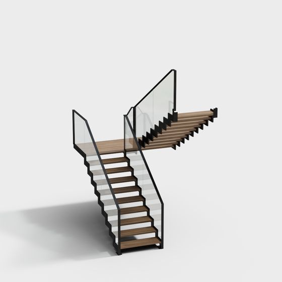 Elegant Low-Poly Staircase 3D Model for Creative Projects