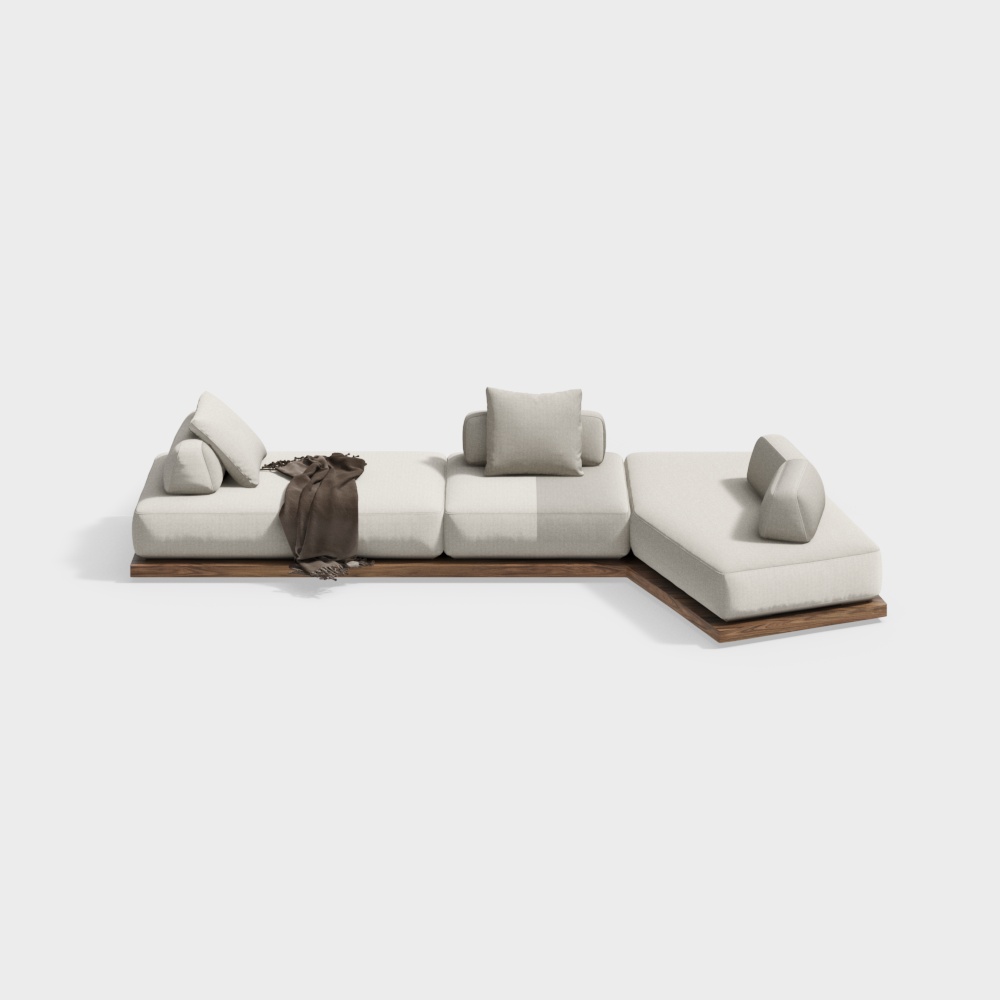 Urban Comfort Sofa 3D Model – Low-Poly Beige Upholstery