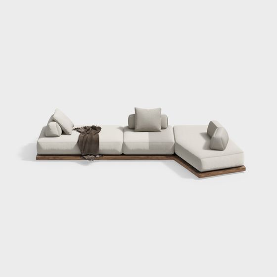 Green L-Shape Modern Multi-Person Sofa 3D Model