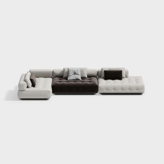 Chic Low-Poly Gray Sofa 3D model for Modern Interiors