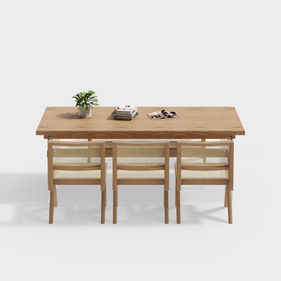 Modern Minimalist Dining Table and Chair Set 3D model