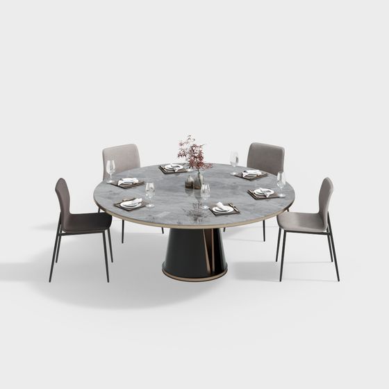 Elegant Round Dining Table 3D model