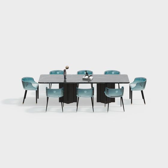 Stylish Dining Table and Chairs Set 3D model for Urban Interiors