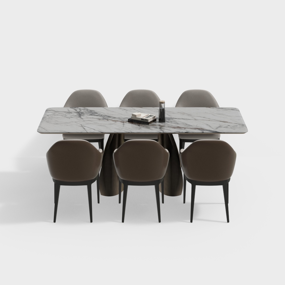 モダンなダイニングテーブルと椅子のセット