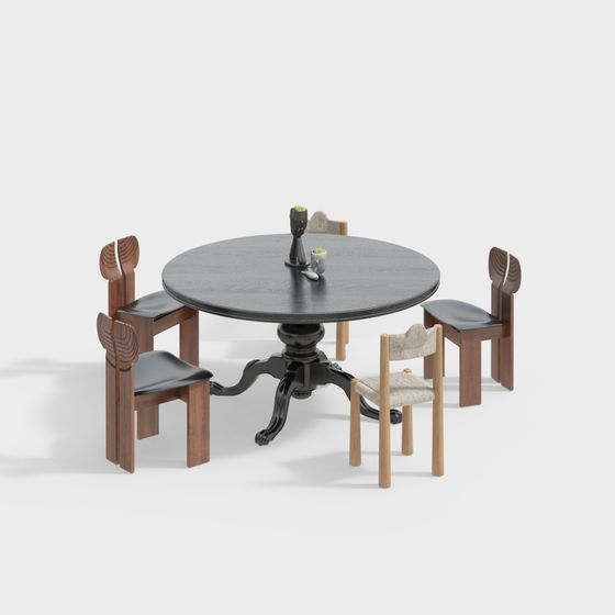 Elegant Dining Table and Chairs 3D model for Modern Spaces