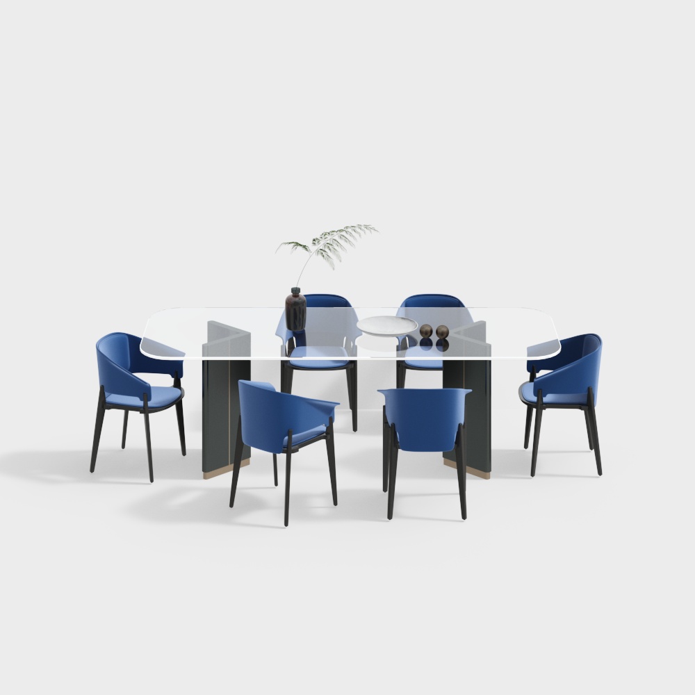 Minotti modernes Esszimmer-Tisch- und Stuhlset