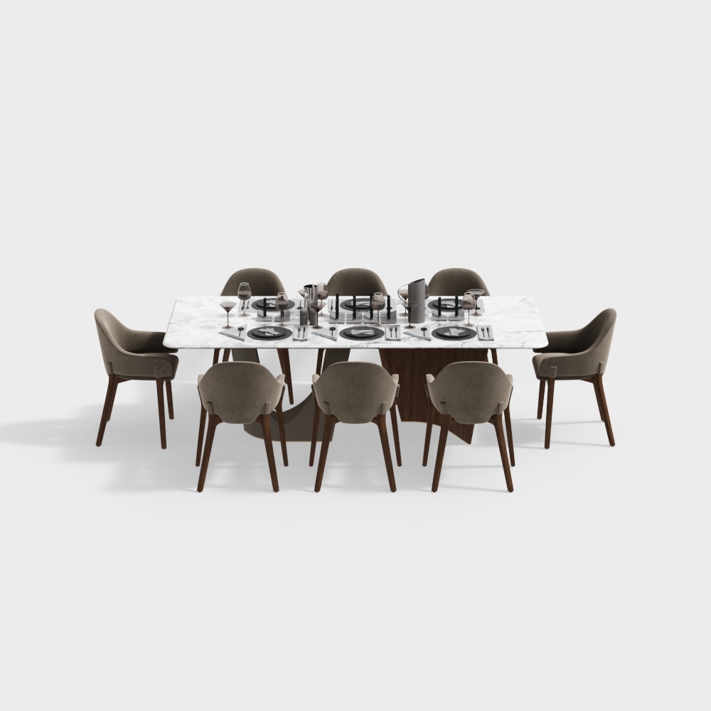 Elegant Dining Table Set 3D model