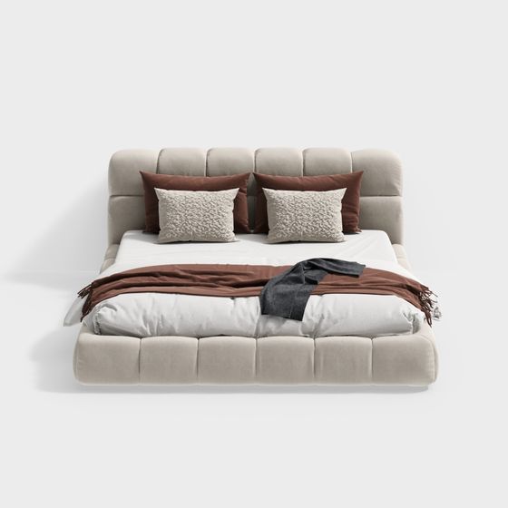 Elegant Low-Poly Bed 3D Model for Modern Interiors