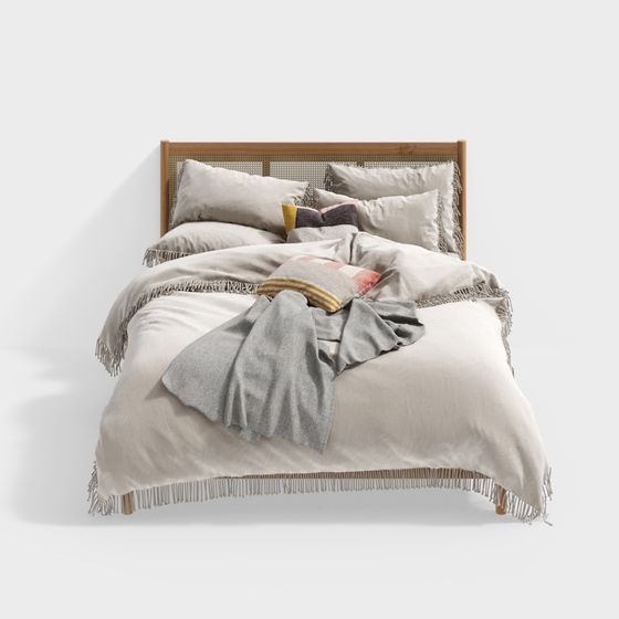 Stylish Low-Polygon Bed 3D model