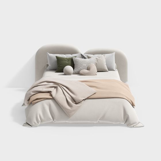 Chic Black French Double Bed 3D Model