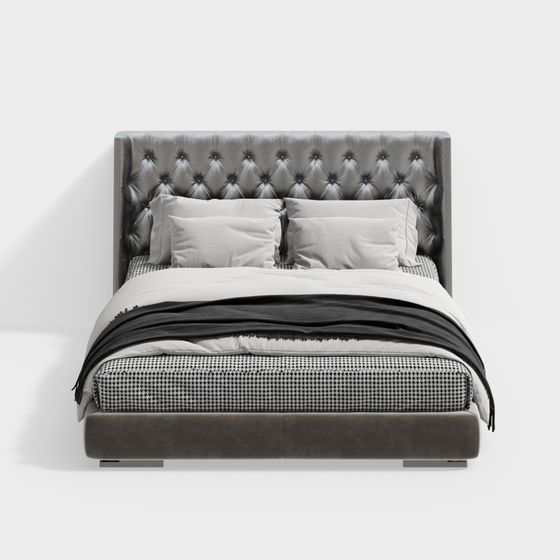 Elegant 3D Bed Model for Modern Interiors