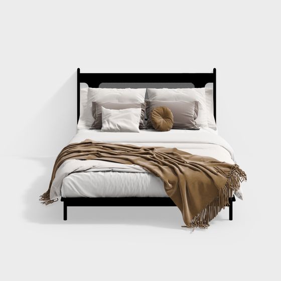 Modern Low-Polygon Bed Frame 3D model