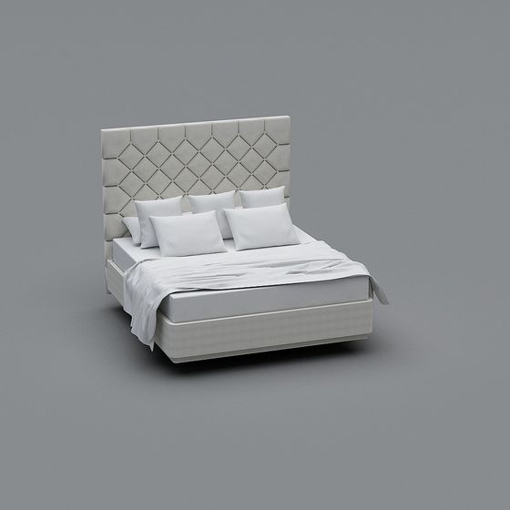 Elegant Minimalist Bed 3D model for Modern Interiors