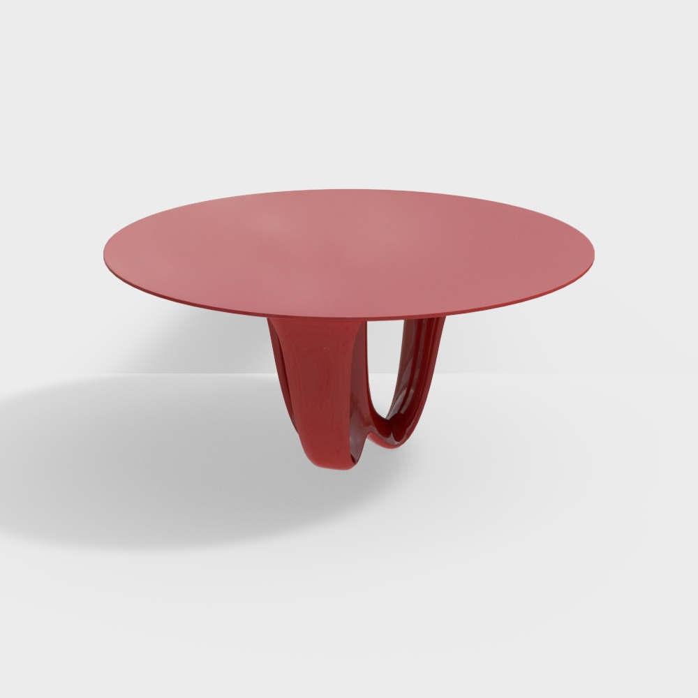 Streamlined Red Table 3D Model – Glossy Low-Poly Design