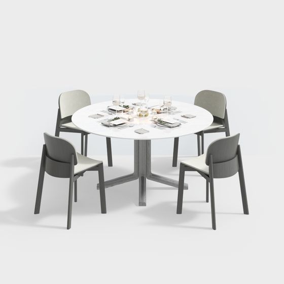 モダンなダイニングテーブルと椅子のセット