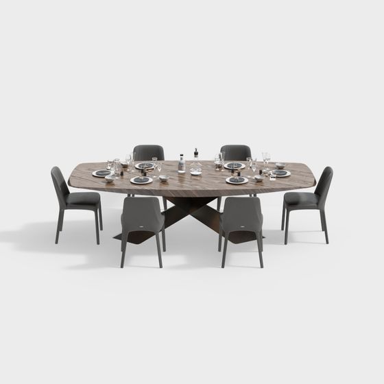 Современный обеденный стол и стулья