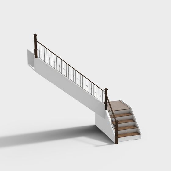 Elegant 3D Staircase Model with Classic Appeal