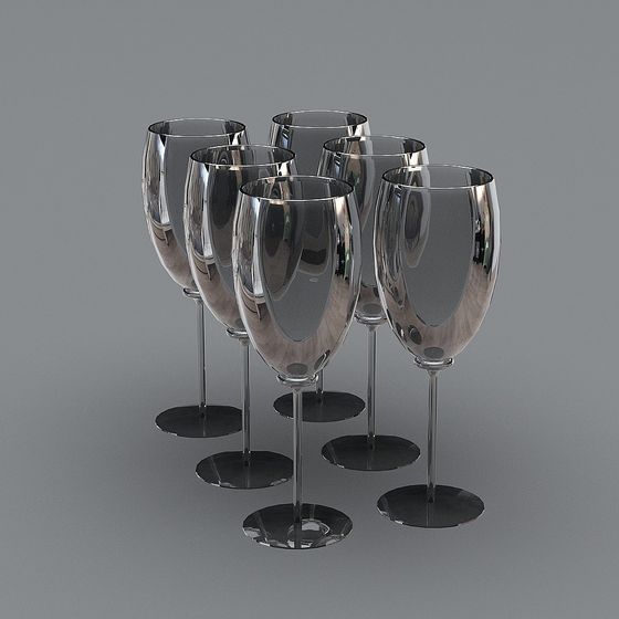 Elegant Low-Poly Wine Glasses 3D model