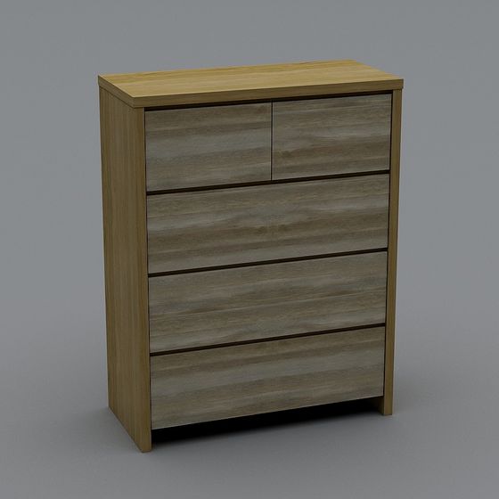 Stylish Wooden Drawer Cabinet 3D model