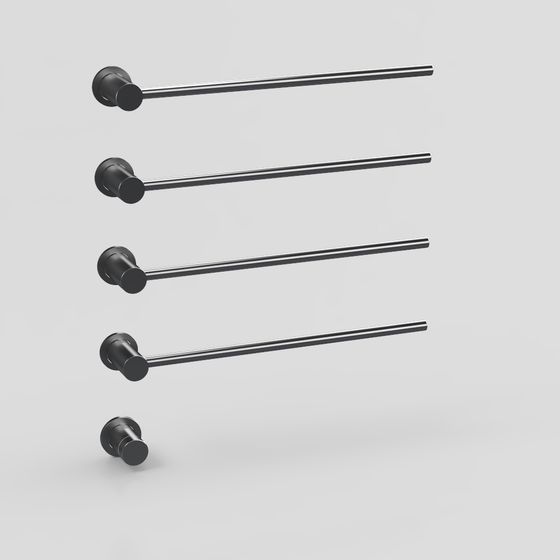 Sleek Black Towel Bar 3D model for Modern Spaces