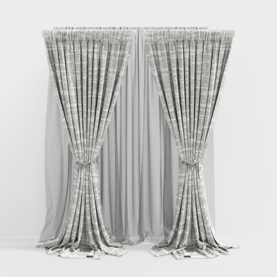 Elegant Soft Curtain 3D model for Interior Design