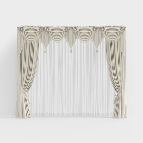 Elegant Low Poly Curtain 3D Model