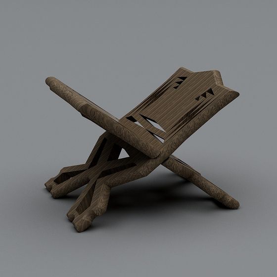 Rustic Wooden Bookshelf 3D model