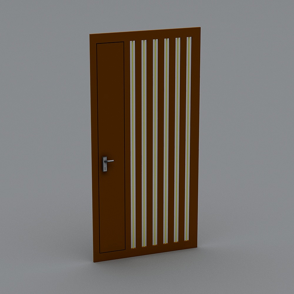 Striped Wood Door 3D model for Modern Interiors