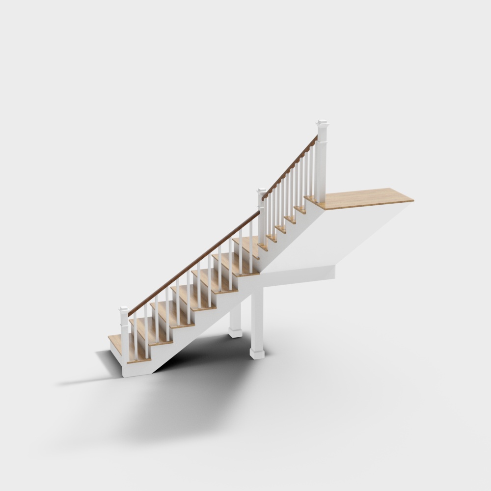 Stylish Low-Polygon Staircase 3D Model – Modern Wood Steps