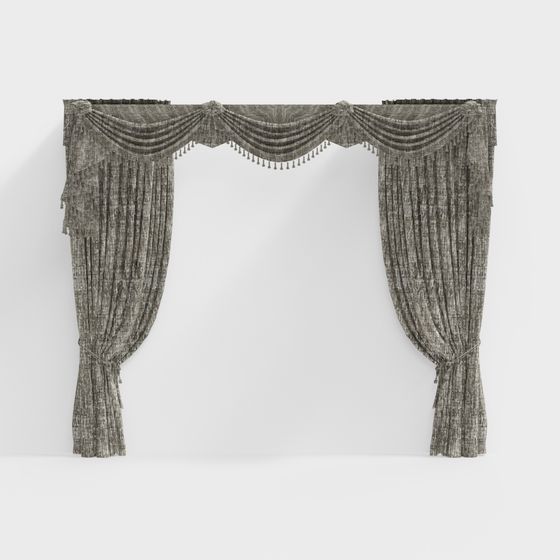Elegant Gray Curtain 3D model