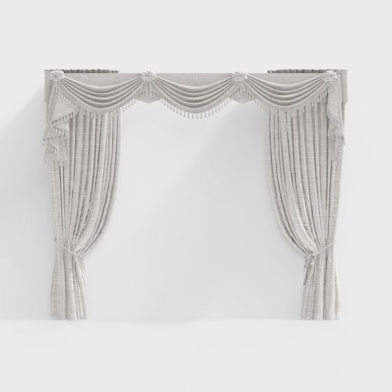 Elegant Gray Curtain 3D model