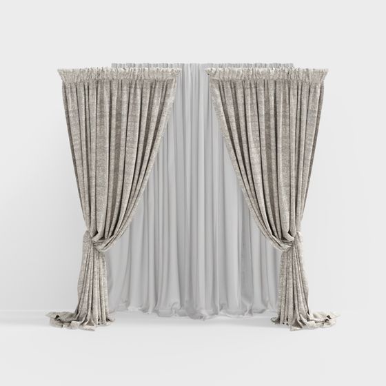 Cozy Linen Drapes 3D Model – Light Gray Linen Texture