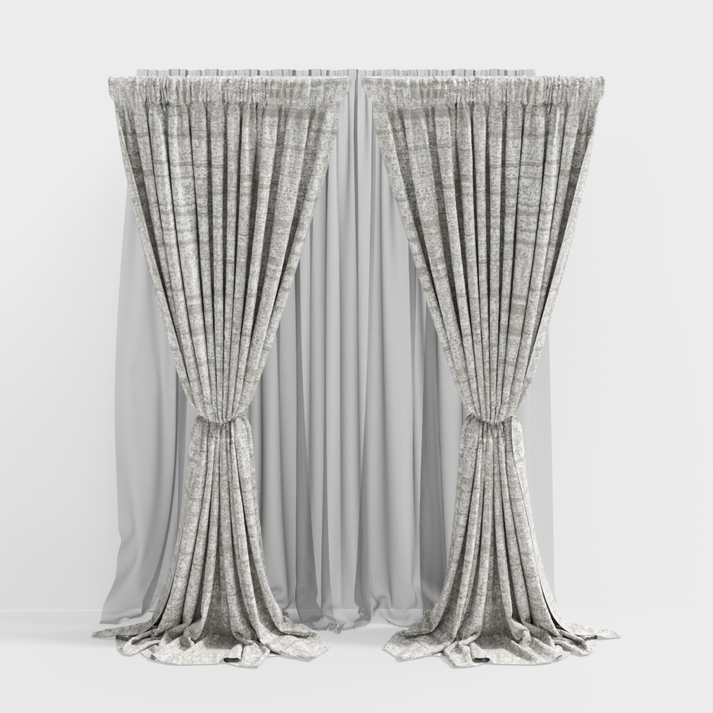 Elegant Low-Polygon Curtain 3D Model
